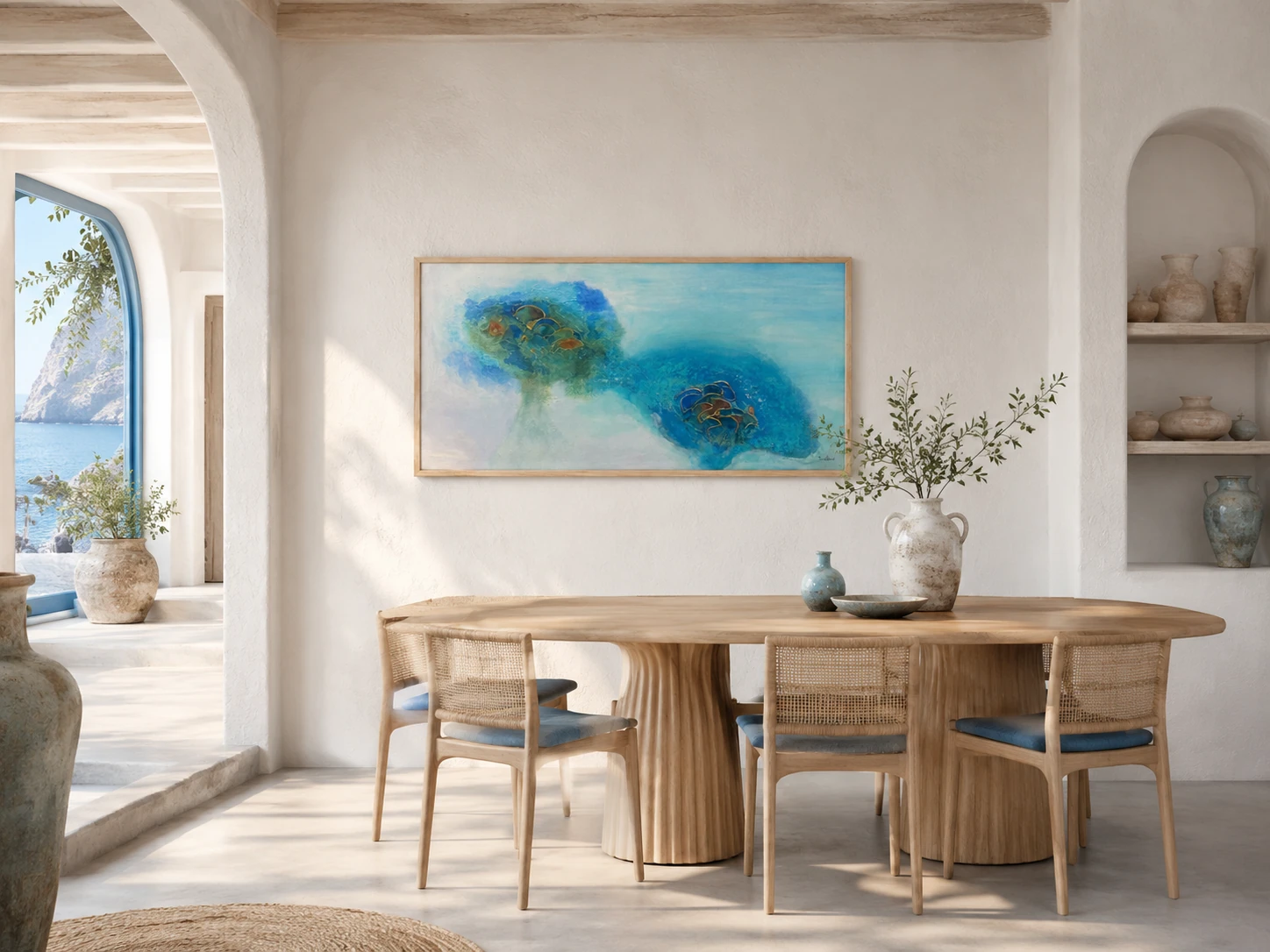 Blue connection in a room — interior visualisation