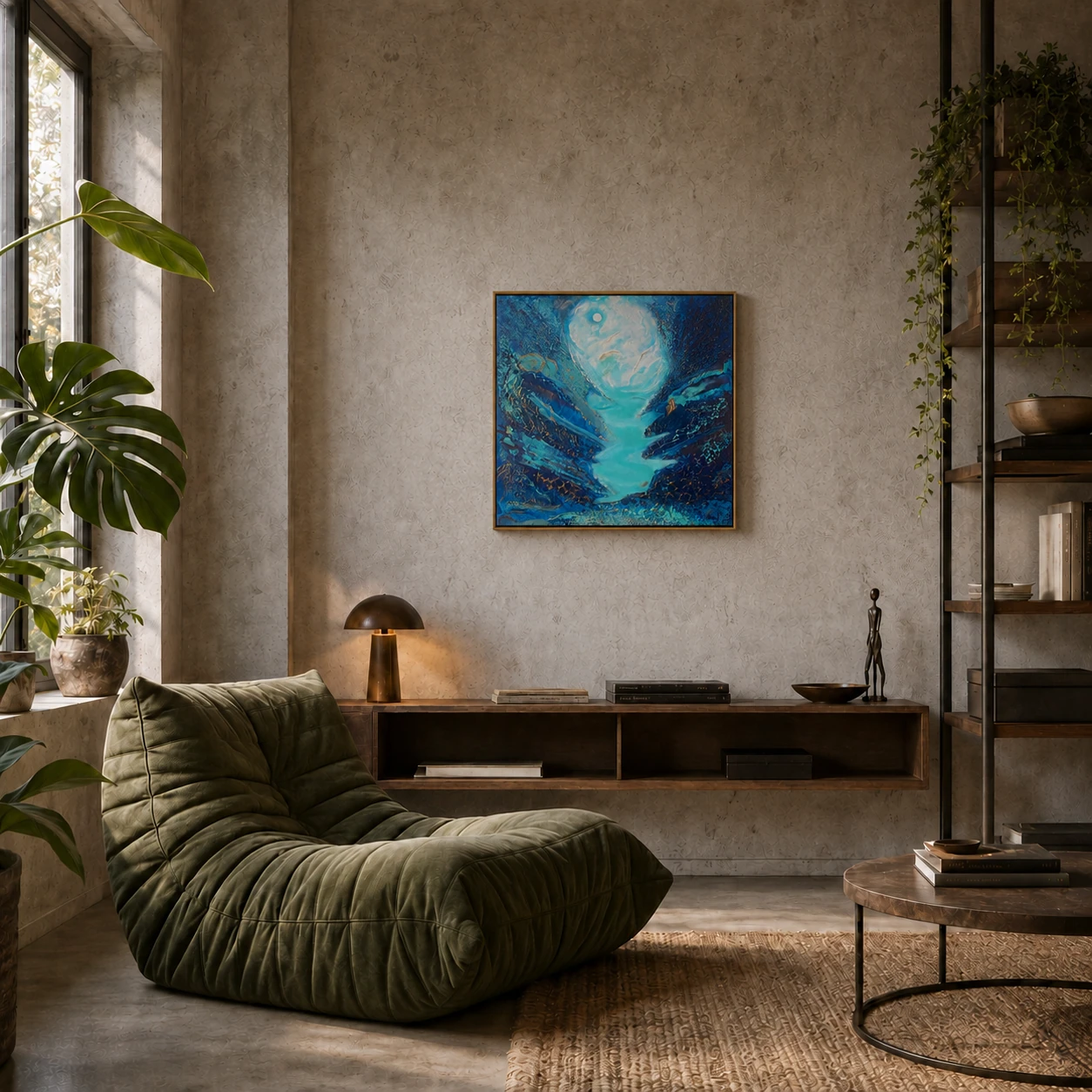 Dancing in the moonlight in a room — interior visualisation