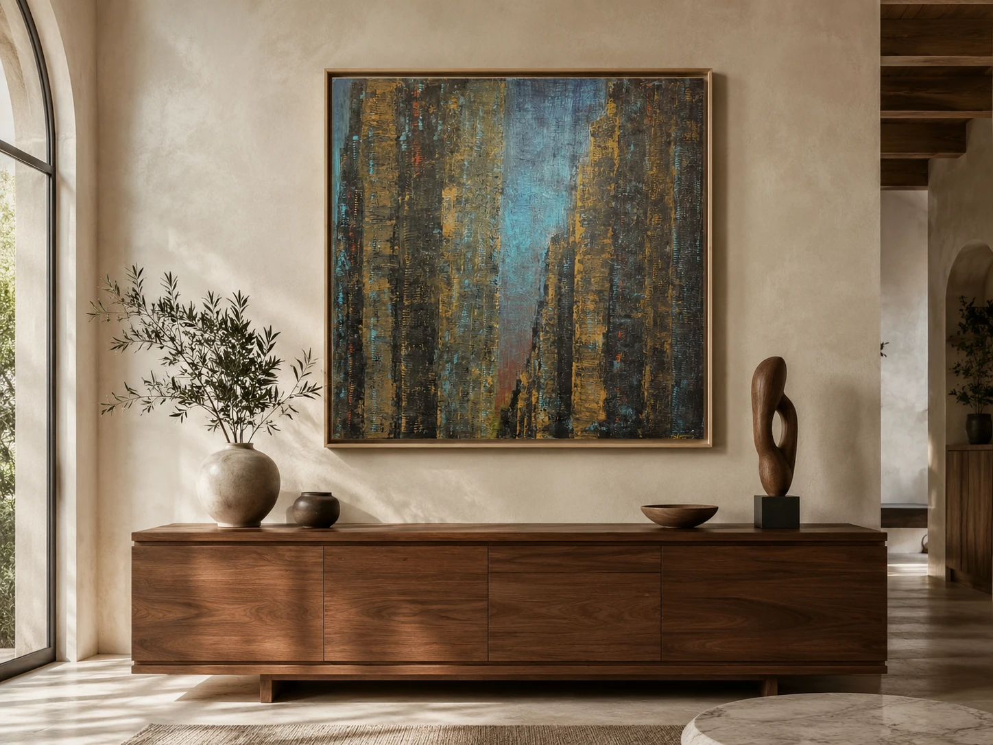 Golden sunset in a room — interior visualisation