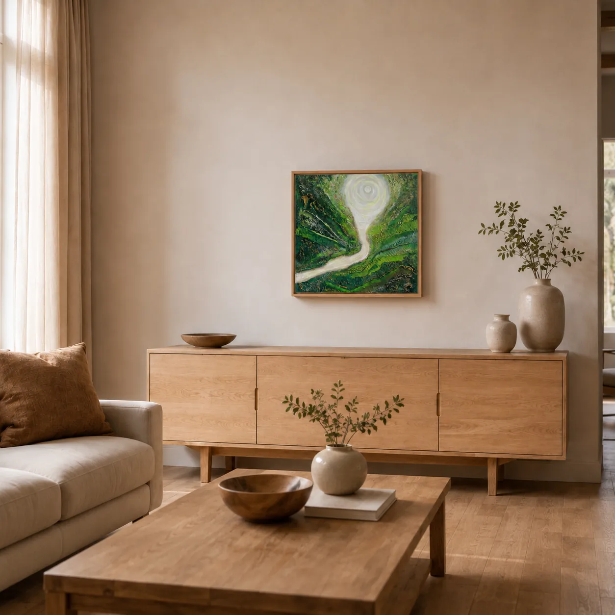 Green moon in a room — interior visualisation