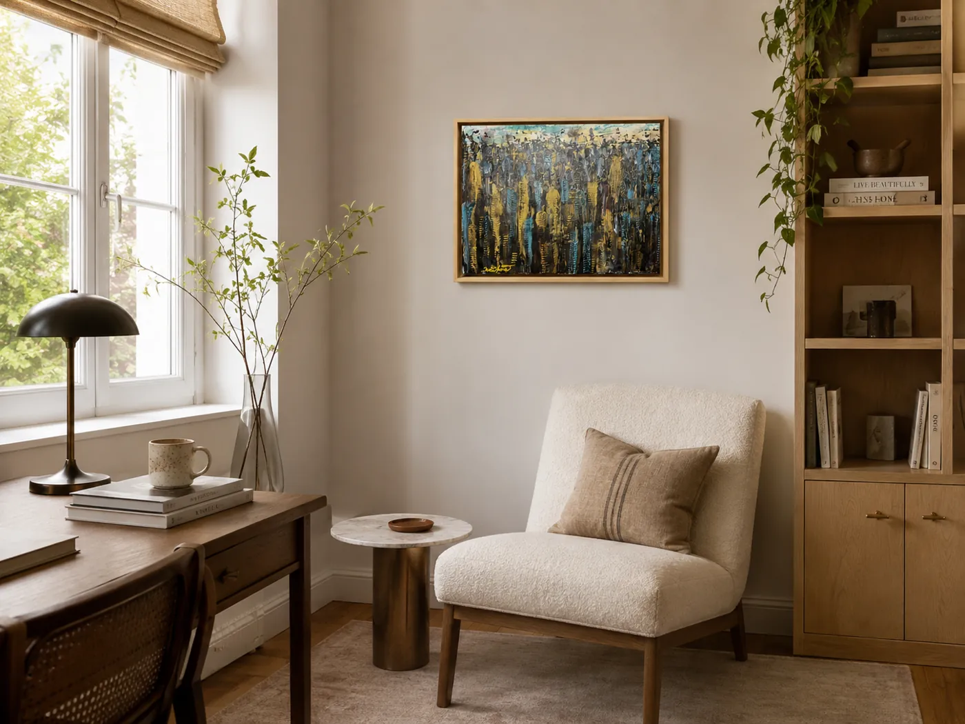 Rhytm of city life in a room — interior visualisation
